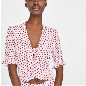 ZARA | Heart Print Top